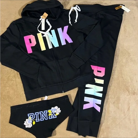 Pink Victoria Secret Gradient Classic Logo 2-PC Set /2-Pair Logo Panties SZ-LG - Picture 2 of 16